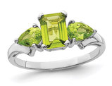 0.95 Carat (ctw) Green Peridot Ring in Polished Sterling Silver